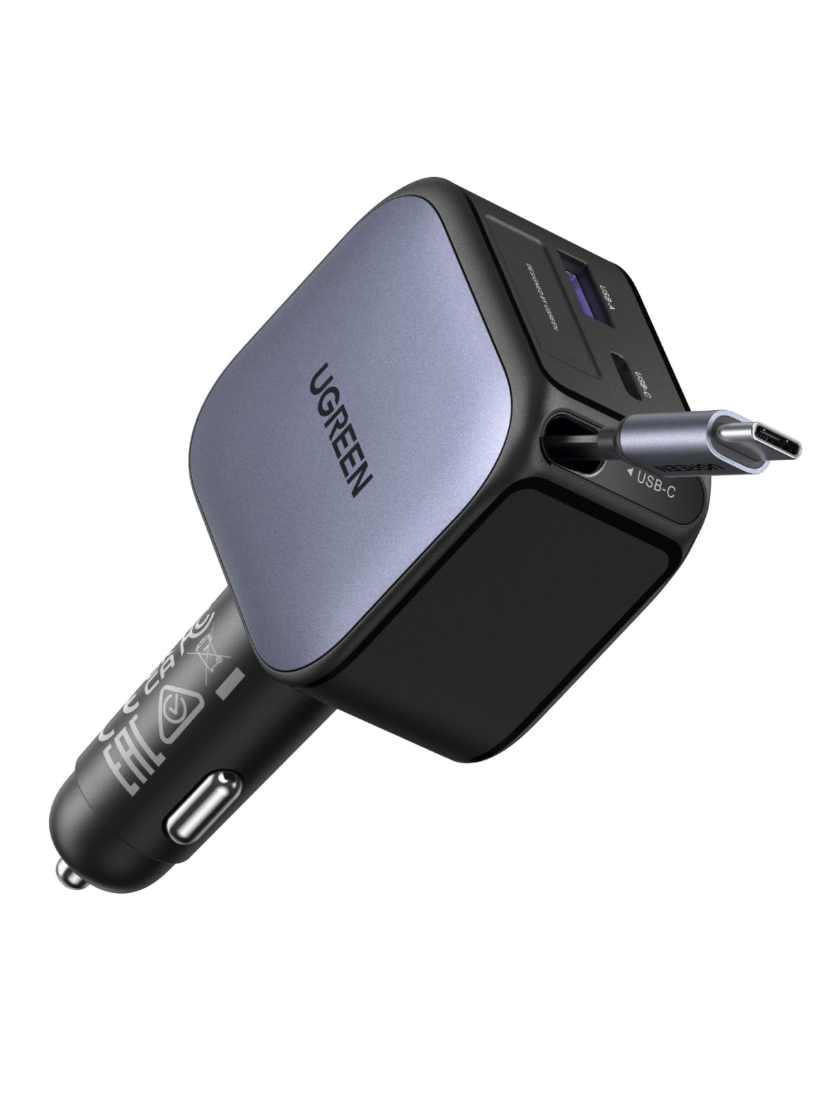ugreen-nexode-caricatore-auto-60w-3-in-1-usb-c-retrattile-30w image 1