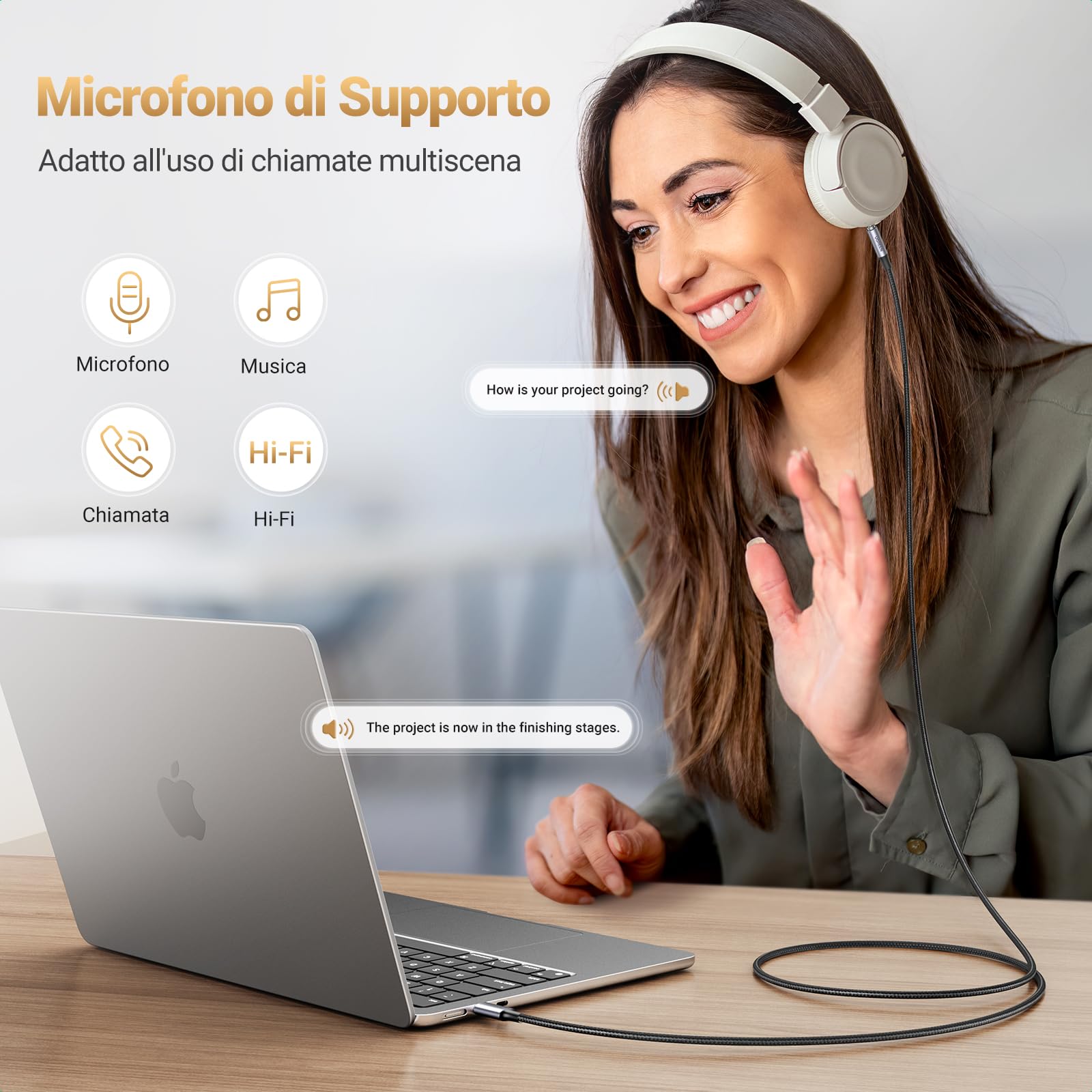 ugreen-cavo-usb-c-a-jack-3-5mm-trrs-dac-24bit-96khz-2m-nylon image 3