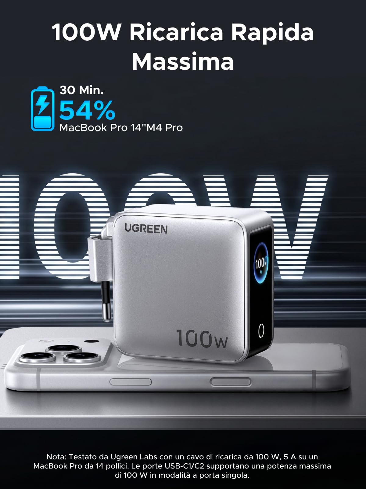 ugreen-nexode-pro-100w-caricatore-usb-c-4-porte-con-schermo-tft image 5
