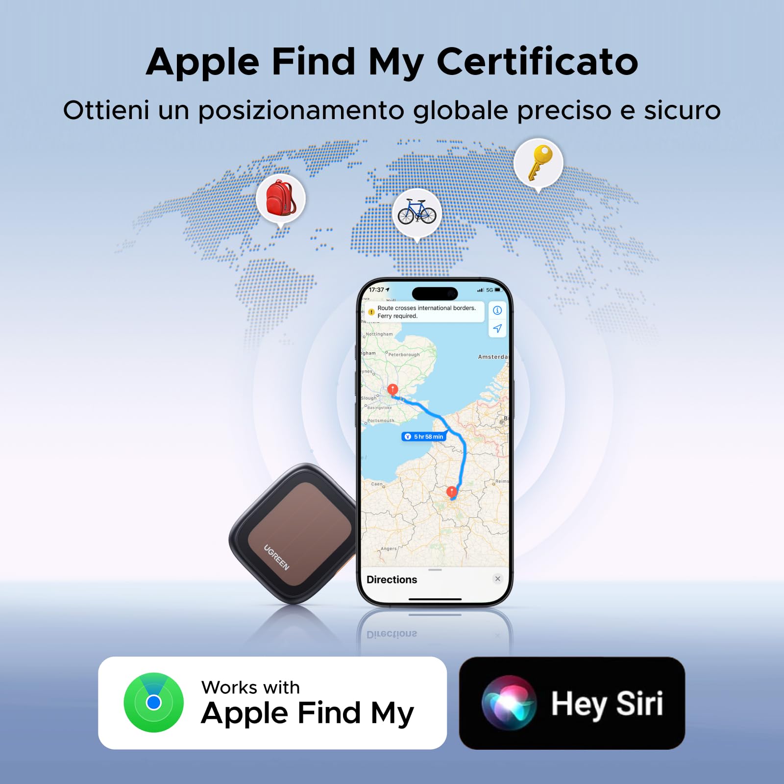 ugreen-finetrack-pro-smart-finder-bluetooth-tracker-con-ricarica-solare-ip68-110 image 2