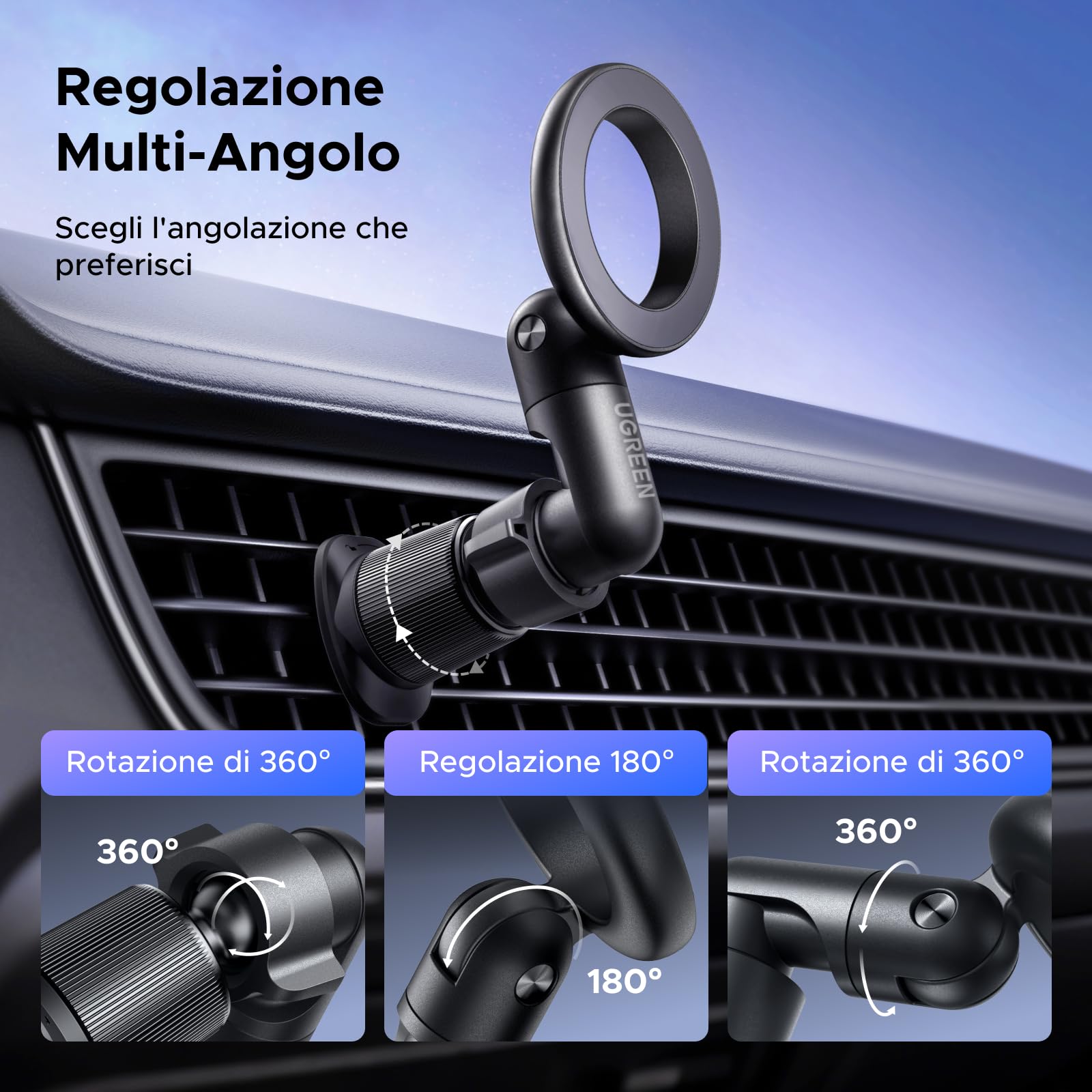 ugreen-supporto-telefono-auto-magsafe-20xn52-rotazione-360 image 4