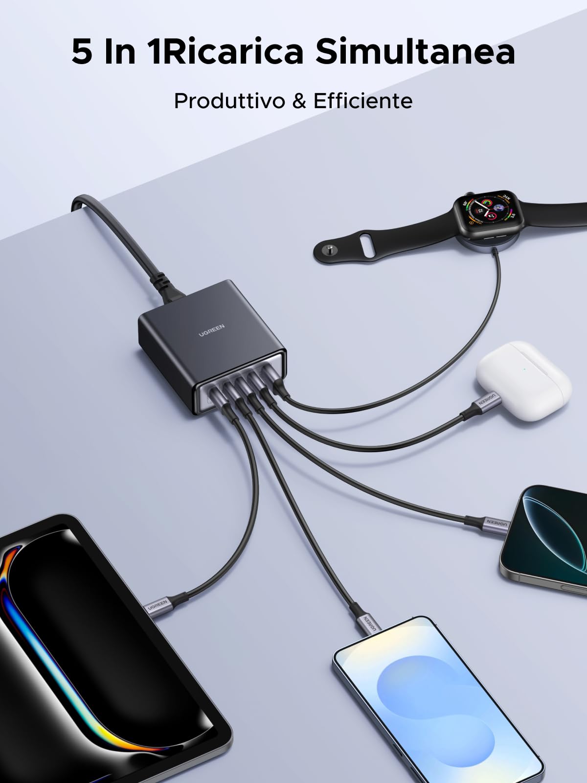 ugreen-zapix-65w-stazione-di-ricarica-gan-5-porte-usb-c-usb-a-pd-3-0-pps image 4