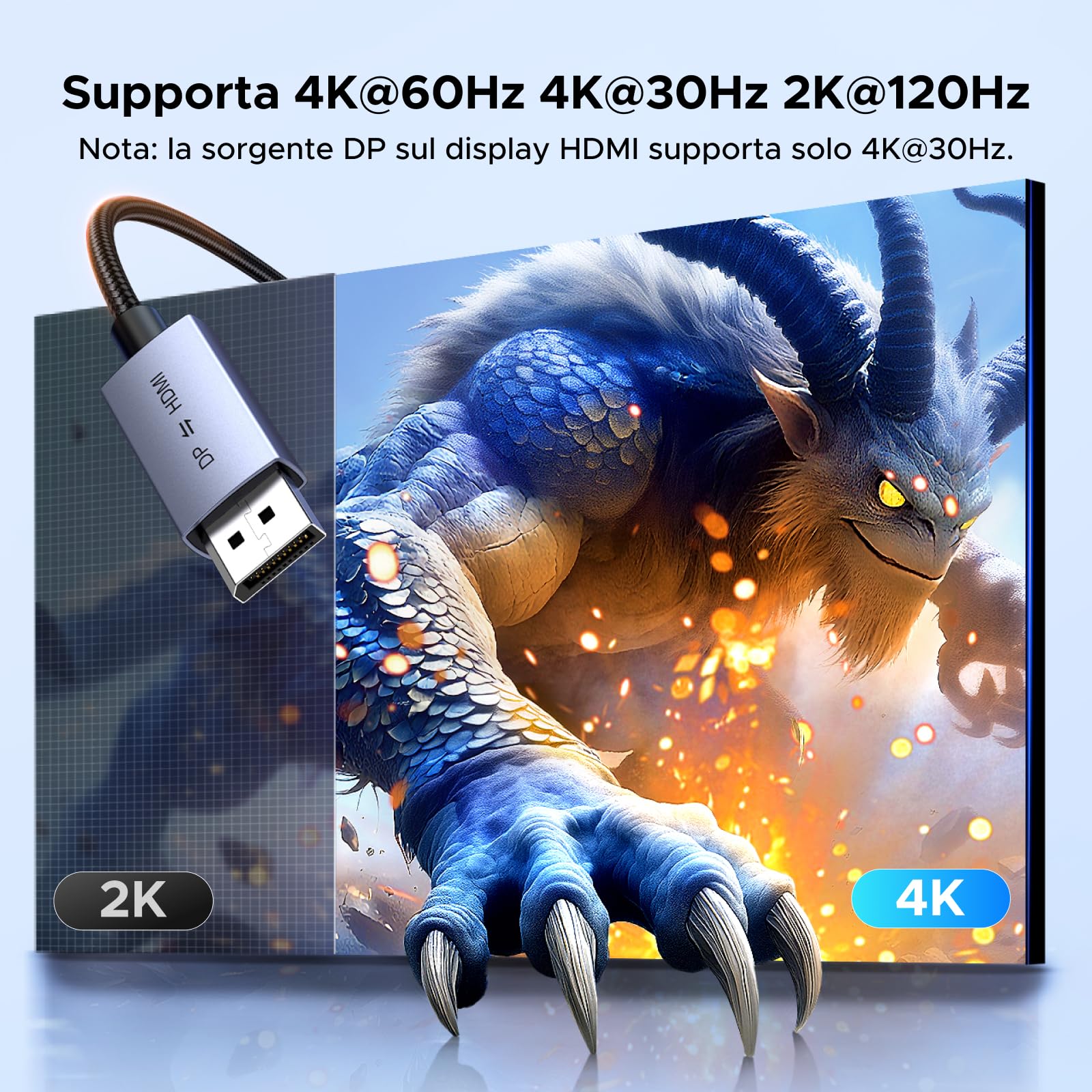 ugreen-cavo-hdmi-a-displayport-bidirezionale-2m-4k-60hz-hdr image 4