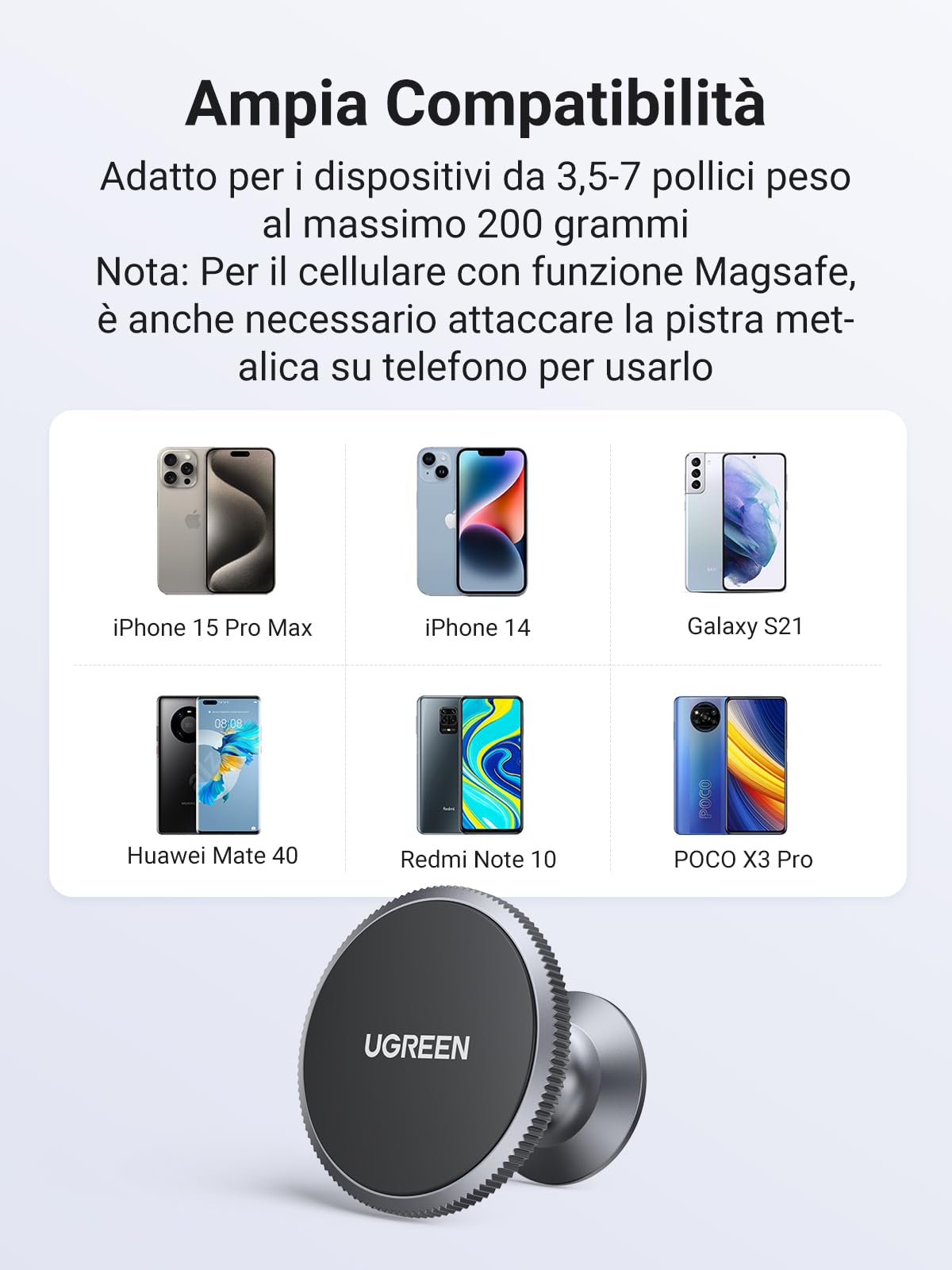 ugreen-2-in-1-supporto-telefono-auto-magnetico-per-cruscotto-e-bocchette-aria image 2