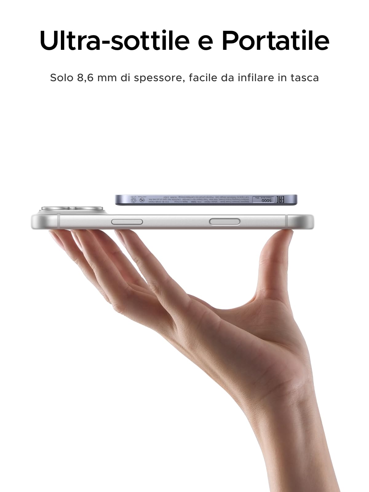 ugreen-magflow-air-qi2-15w-power-bank-magsafe-ultrasottile-5000mah-grigio image 4