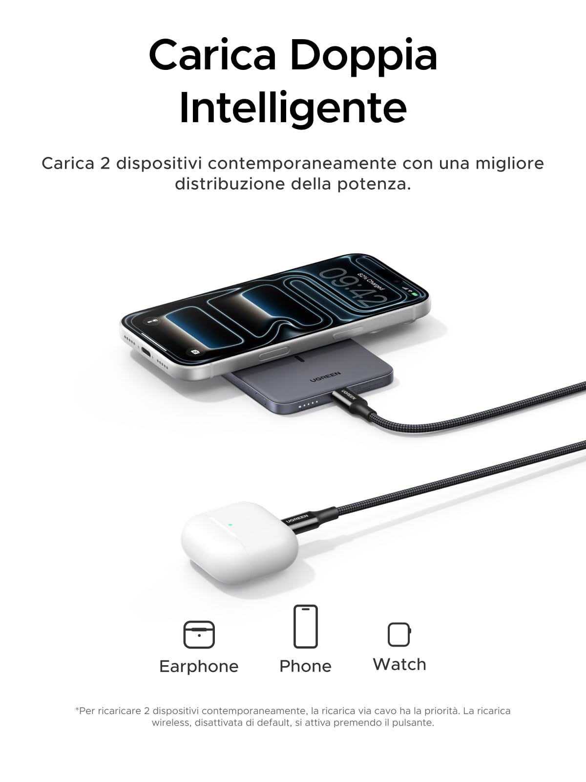ugreen-magflow-air-qi2-15w-power-bank-magsafe-ultrasottile-5000mah-grigio image 7