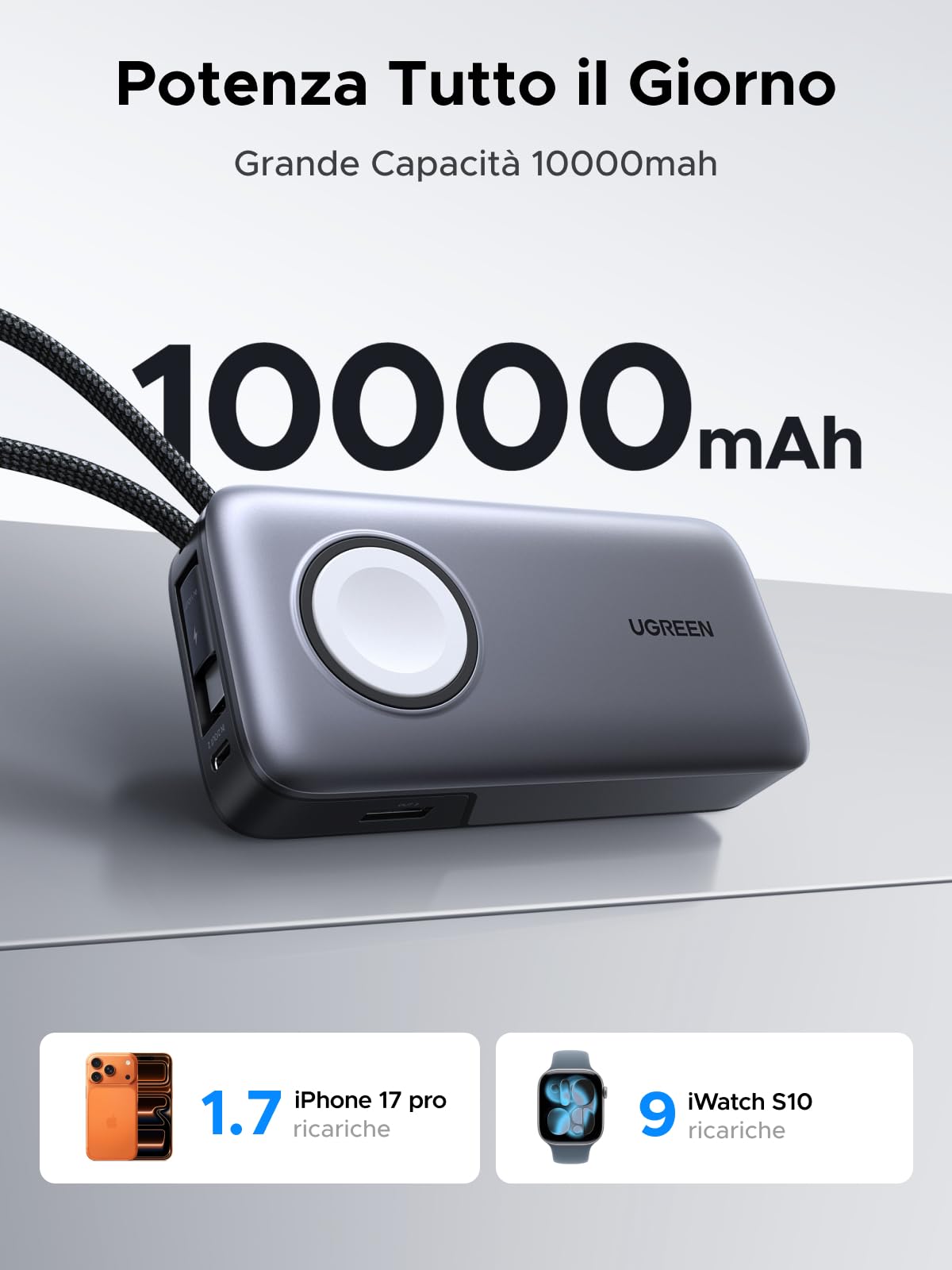 ugreen-nexode-power-bank-10000mah-30w-con-cavo-usb-c-e-ricarica-iwatch image 6