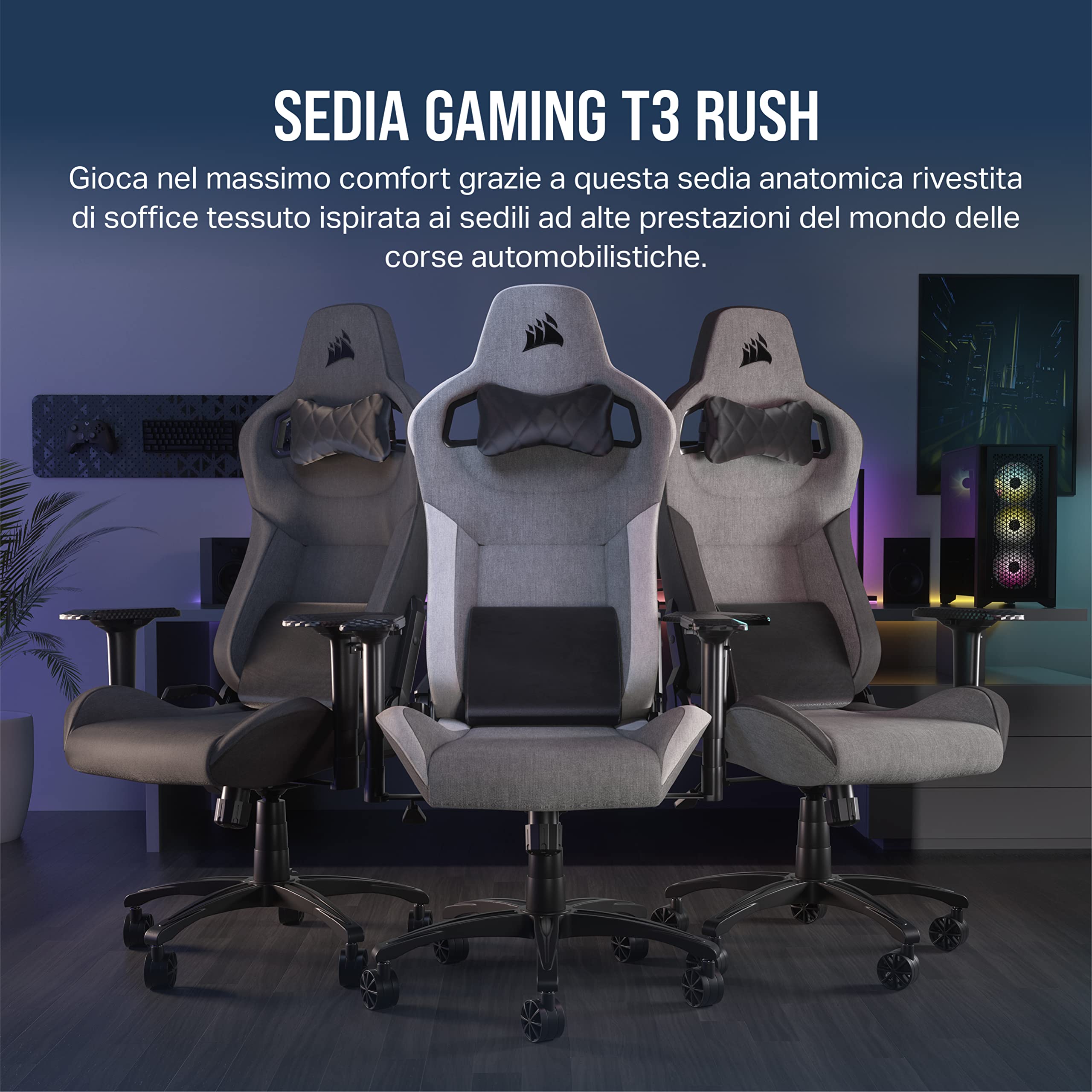corsair-t3-rush-sedia-gaming-tessuto-2023-carbone image 4