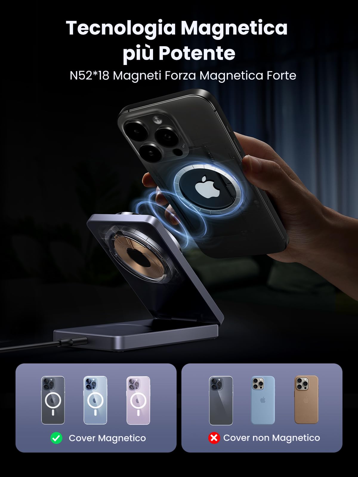 ugreen-magflow-stazione-ricarica-magnetica-2-in-1-per-iphone-e-airpods image 3