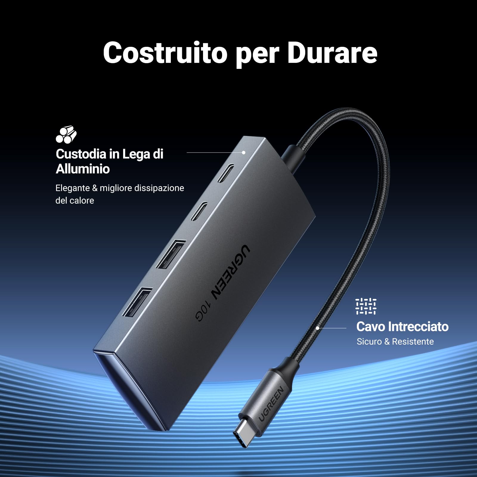 ugreen-hub-usb-c-10gbps-4-porte-alluminio-con-2x-usb-c-e-2x-usb-a-3-2 image 6