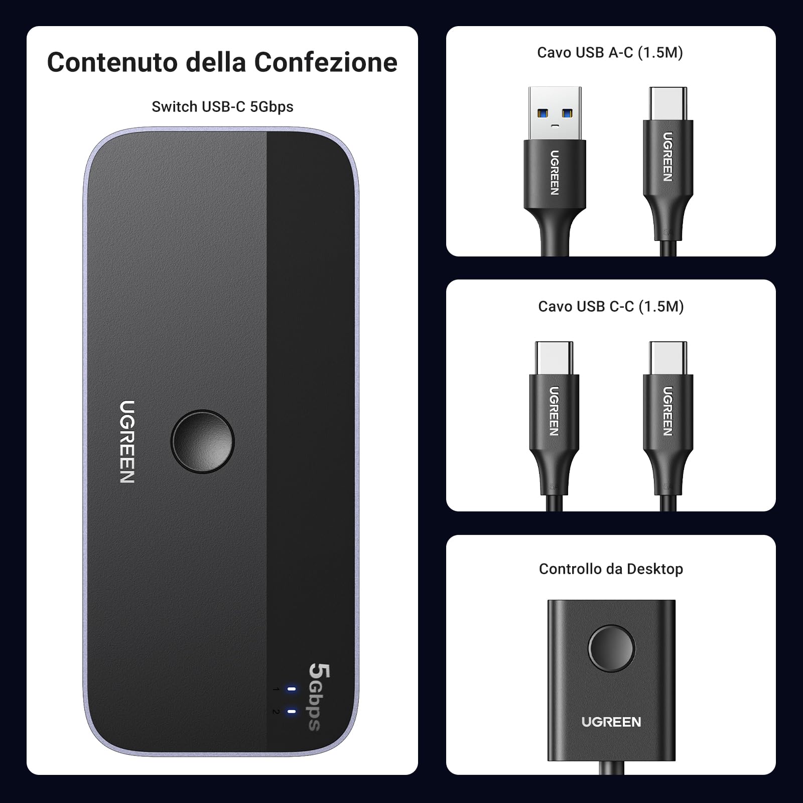 ugreen-switch-usb-c-kvm-4-porte-2-ingressi-4-uscite-5gbps image 8