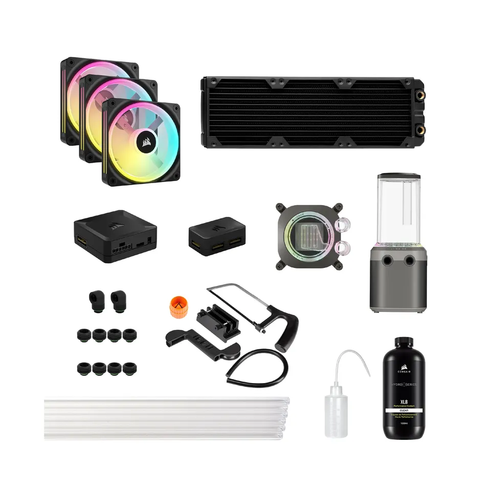 corsair-hydro-x-series-icue-link-xh405i-kit-custom-loop-360-mm-grigio-acciaio image 1