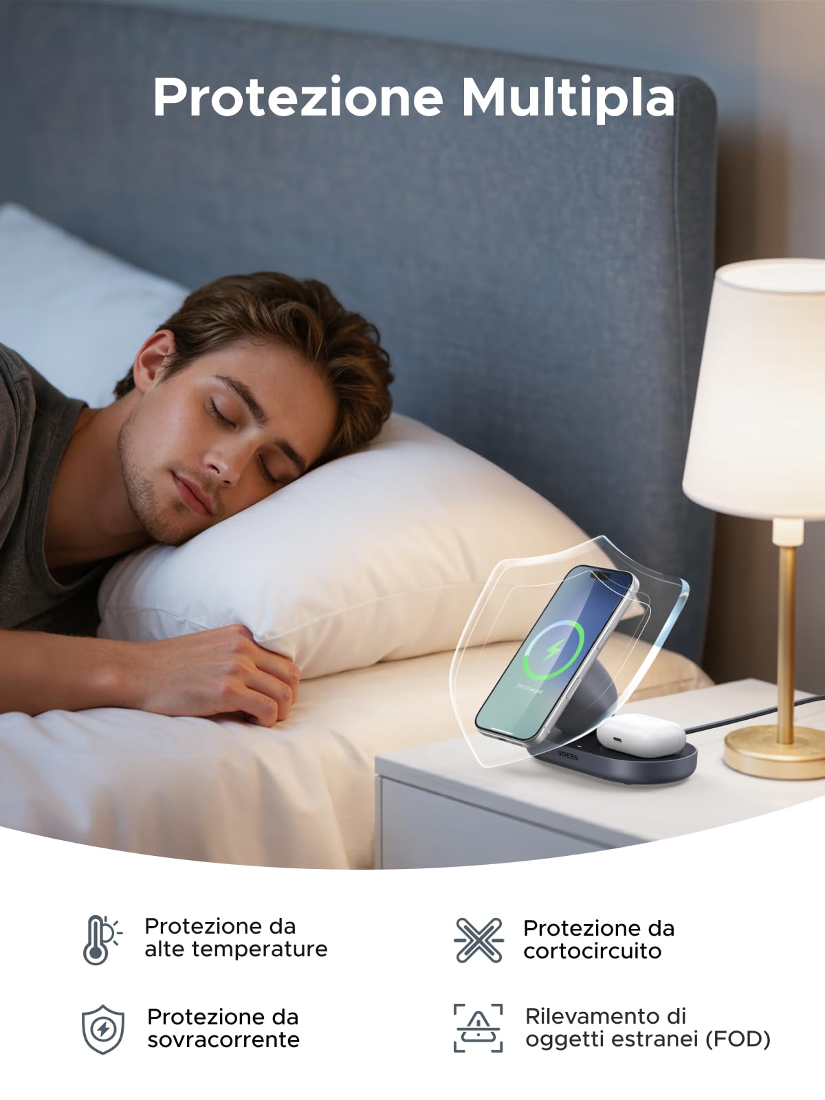 ugreen-zapix-2-in-1-caricatore-wireless-magnetico-qi2-15w-grigio-per-iphone-airp image 7