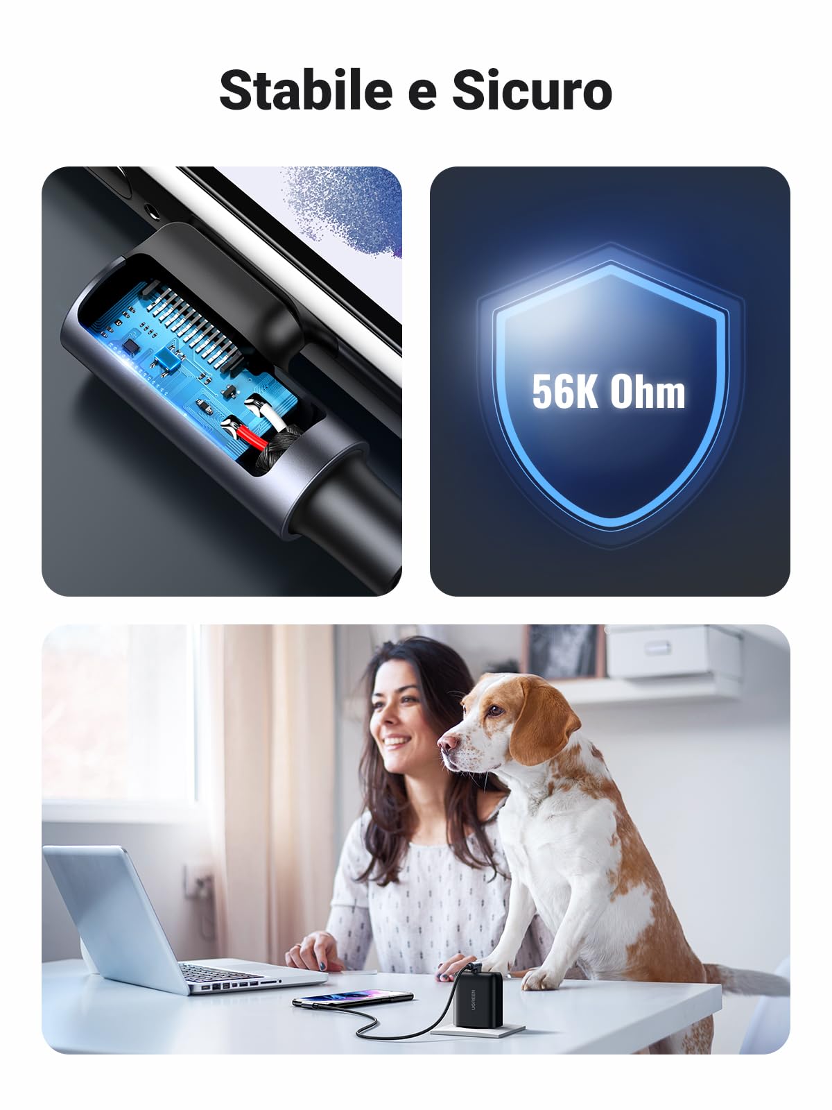 ugreen-cavo-usb-a-a-usb-c-90-gradi-3a-qc3-0-480mbps-nylon-0-5m image 7