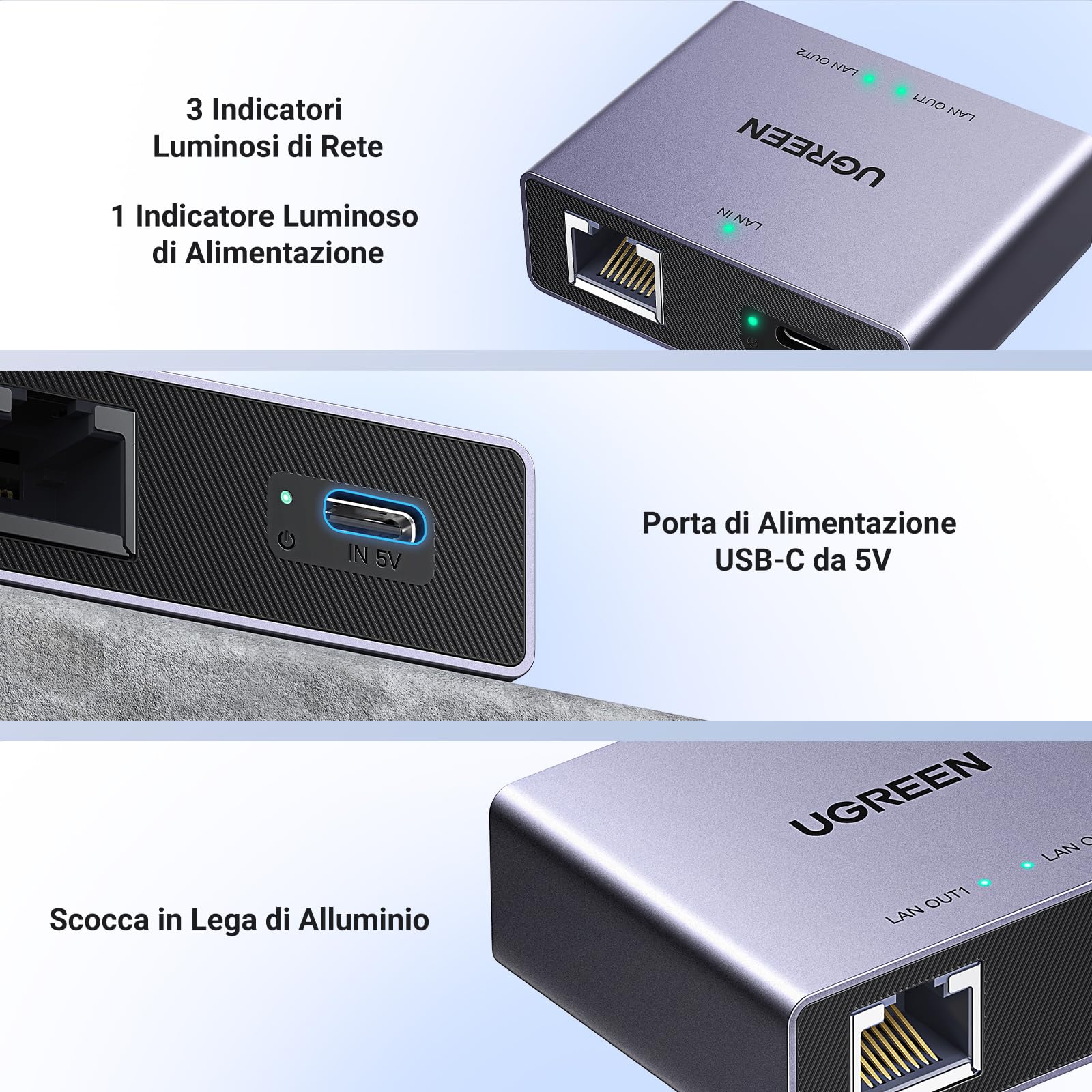 ugreen-splitter-ethernet-gigabit-1-a-2-1000mbps-rj45-con-cavo-usb-c image 6