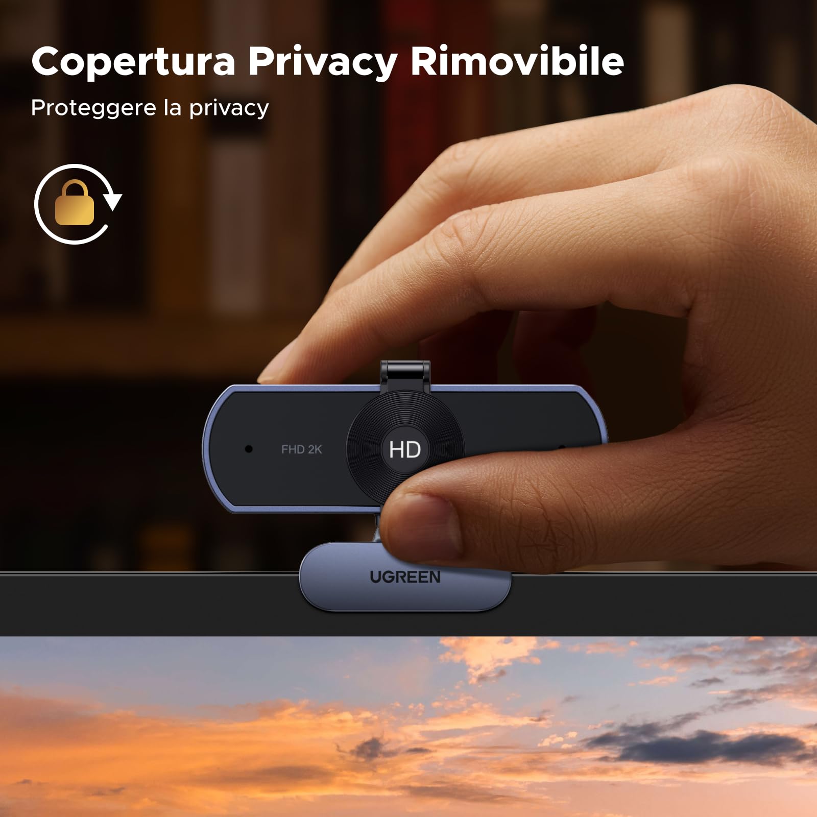 ugreen-webcam-2k-30fps-con-doppio-microfono-webcam-usb-plug-play-grigio image 6