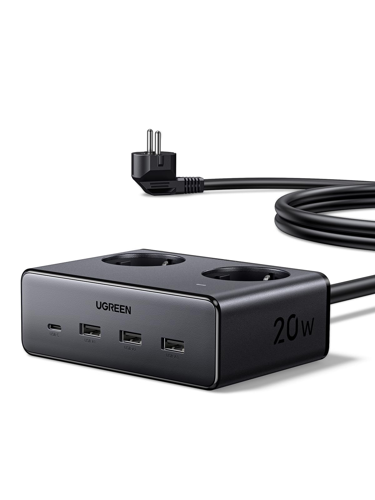ugreen-6-in-1-ciabatta-multipresa-3680w-2-ac-4-usb-pd-20w-1-5m-nera image 1