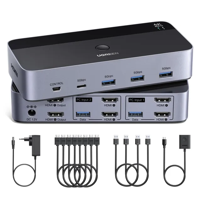 ugreen-switch-kvm-hdmi-2-0-4k-60hz-2-ingressi-2-uscite-4-usb-5gbps image 1