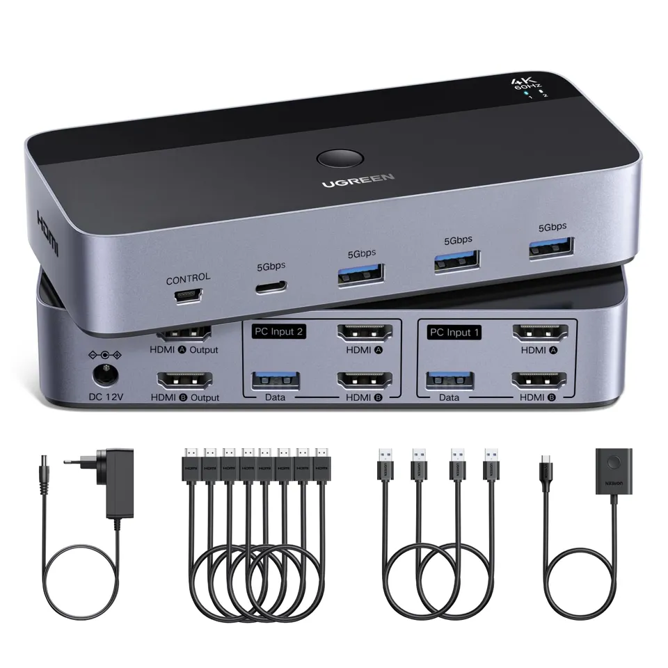 ugreen-switch-kvm-hdmi-2-0-4k-60hz-2-ingressi-2-uscite-4-usb-5gbps image 1