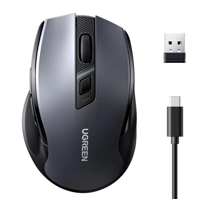 ugreen-mouse-wireless-bluetooth-2-4ghz-ricaricabile-4000-dpi-grigio-scuro image 1