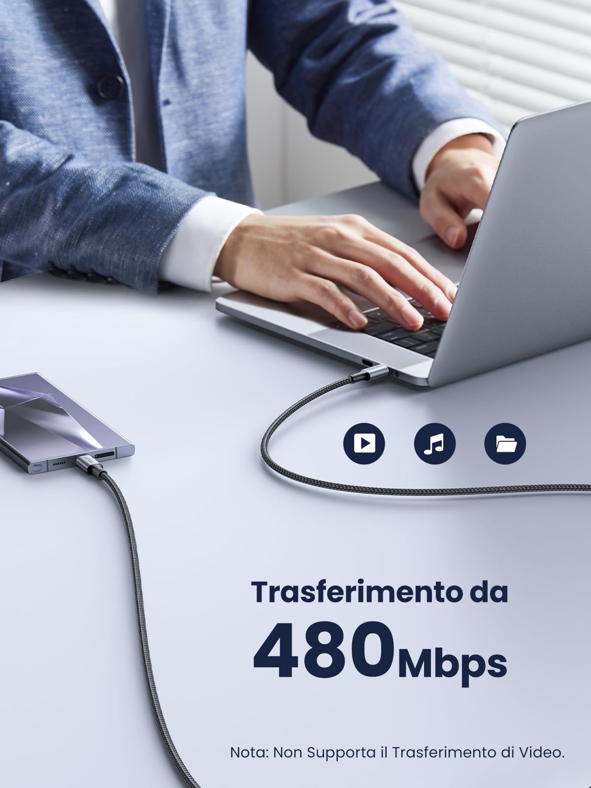 ugreen-cavo-usb-c-a-usb-c-100w-5a-pd-2m-nylon-ricarica-rapida-2-pack image 5