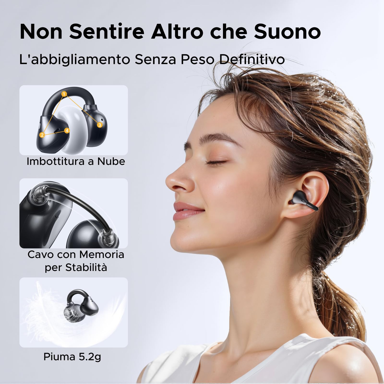 ugreen-hitune-clipbuds-cuffie-bluetooth-clip-on-aperte-nero-30-ore-enc-usb-c-ipx image 2
