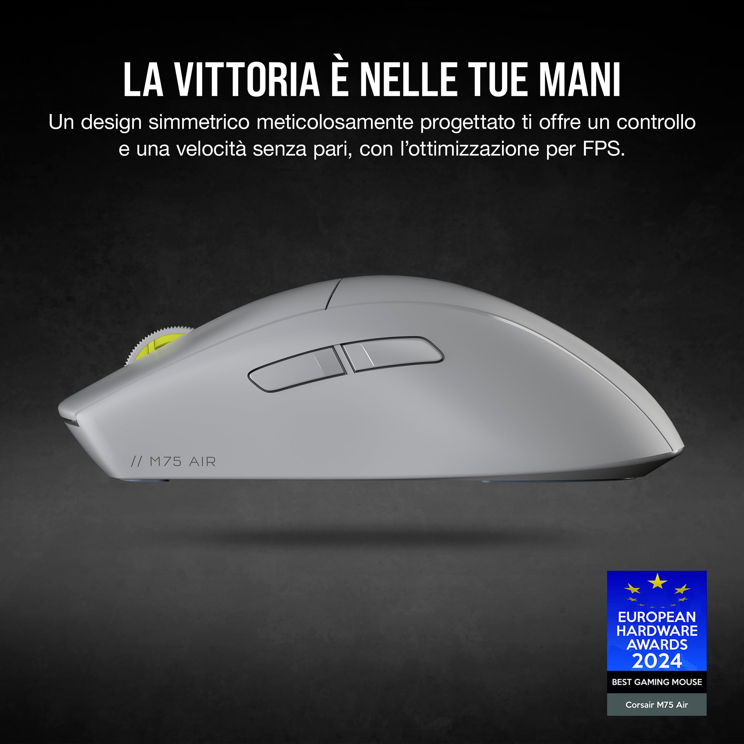 corsair-m75-air-wireless-mouse-gaming-fps-26000-dpi-grigio-chiaro image 2