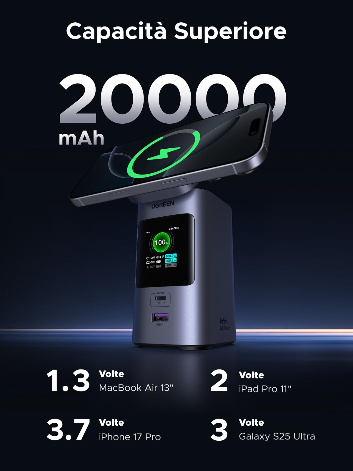 ugreen-nexode-pro-qi2-15w-power-bank-20000mah-pd-100w-4-in-1 image 2