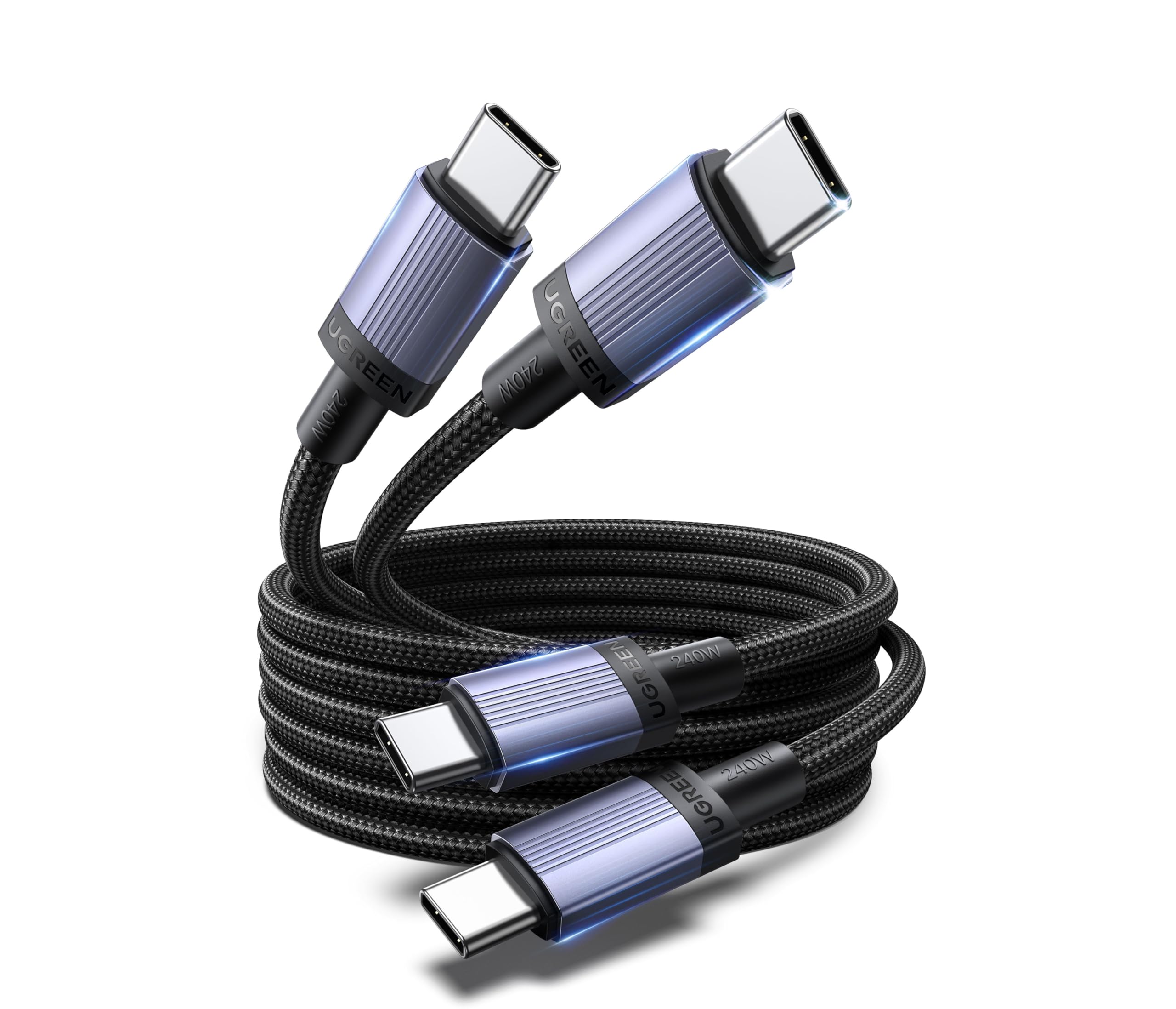 ugreen-cavo-usb-c-a-usb-c-240w-ricarica-rapida-2m-in-nylon-confezione-da-2 image 1