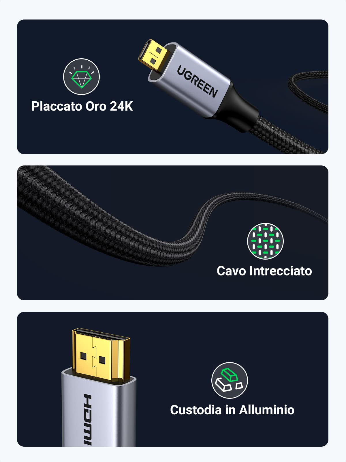 ugreen-cavo-micro-hdmi-a-hdmi-4k60hz-nylon-1m-per-fotocamere-raspberry image 5