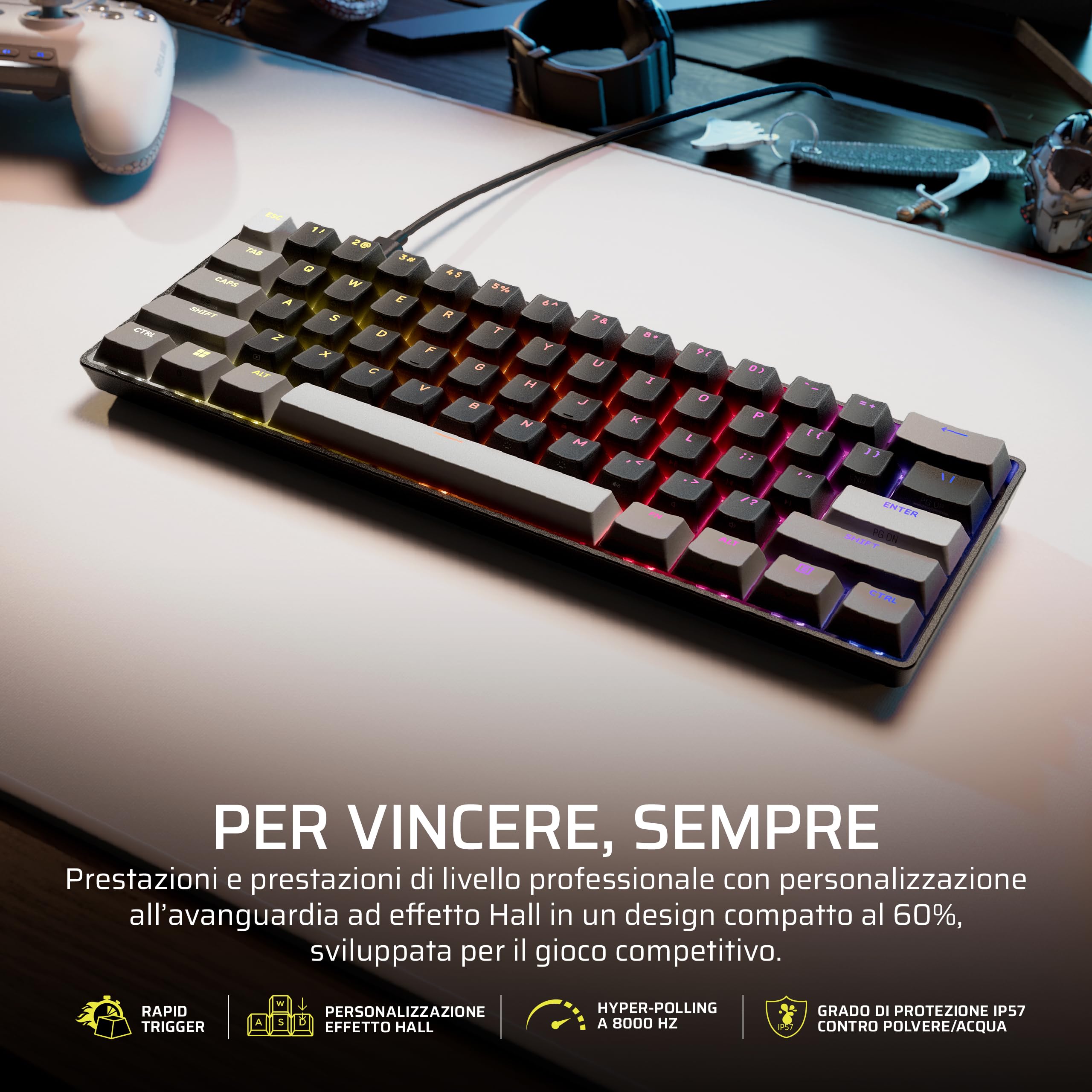 corsair-clipper-pro-mini-60-tastiera-gaming-fps-con-effetto-hall-nero-rapid-trig image 2
