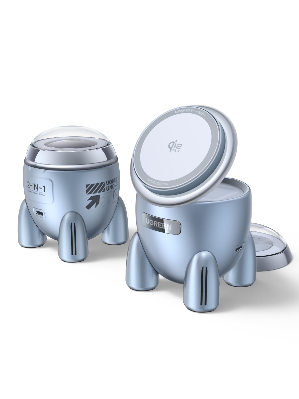 ugreen-uno-qi2-25w-caricatore-wireless-magnetico-2-in-1-grigio image 1