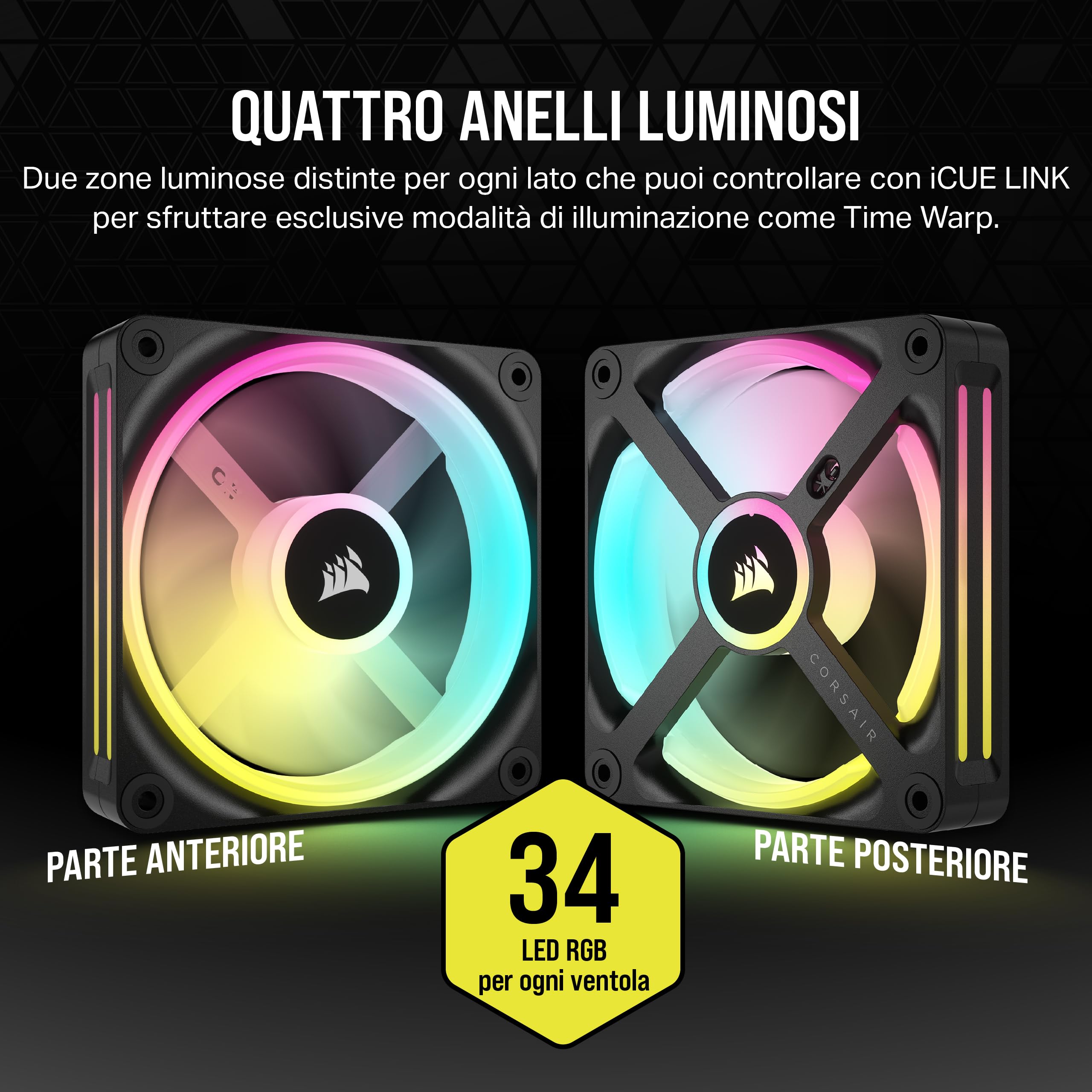 corsair-icue-link-qx120-rgb-ventola-120mm-nera-cupola-magnetica-pwm-2400-rpm image 5