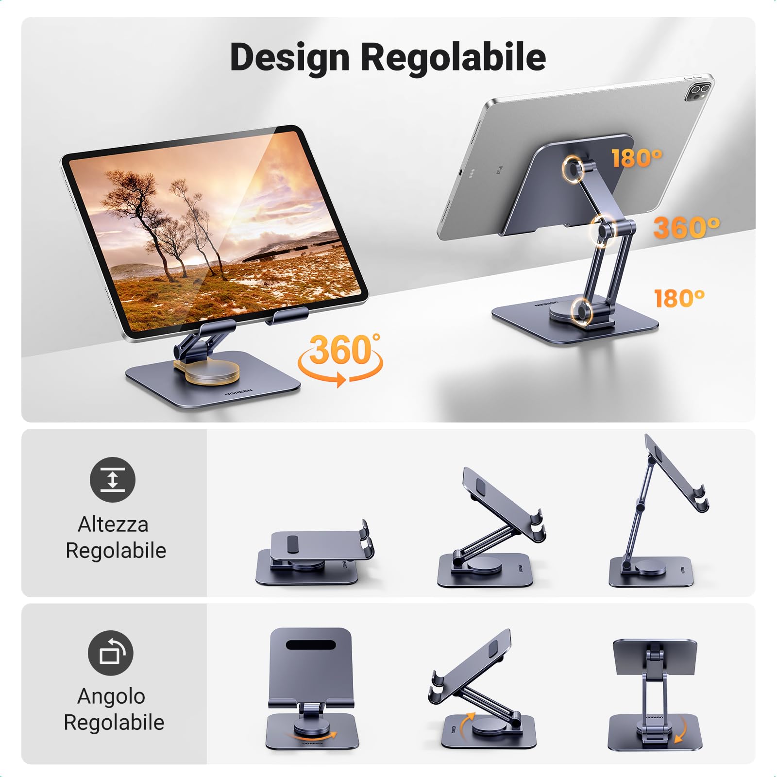 ugreen-supporto-tablet-da-tavolo-girevole-360-in-alluminio-4-7-12-9 image 2