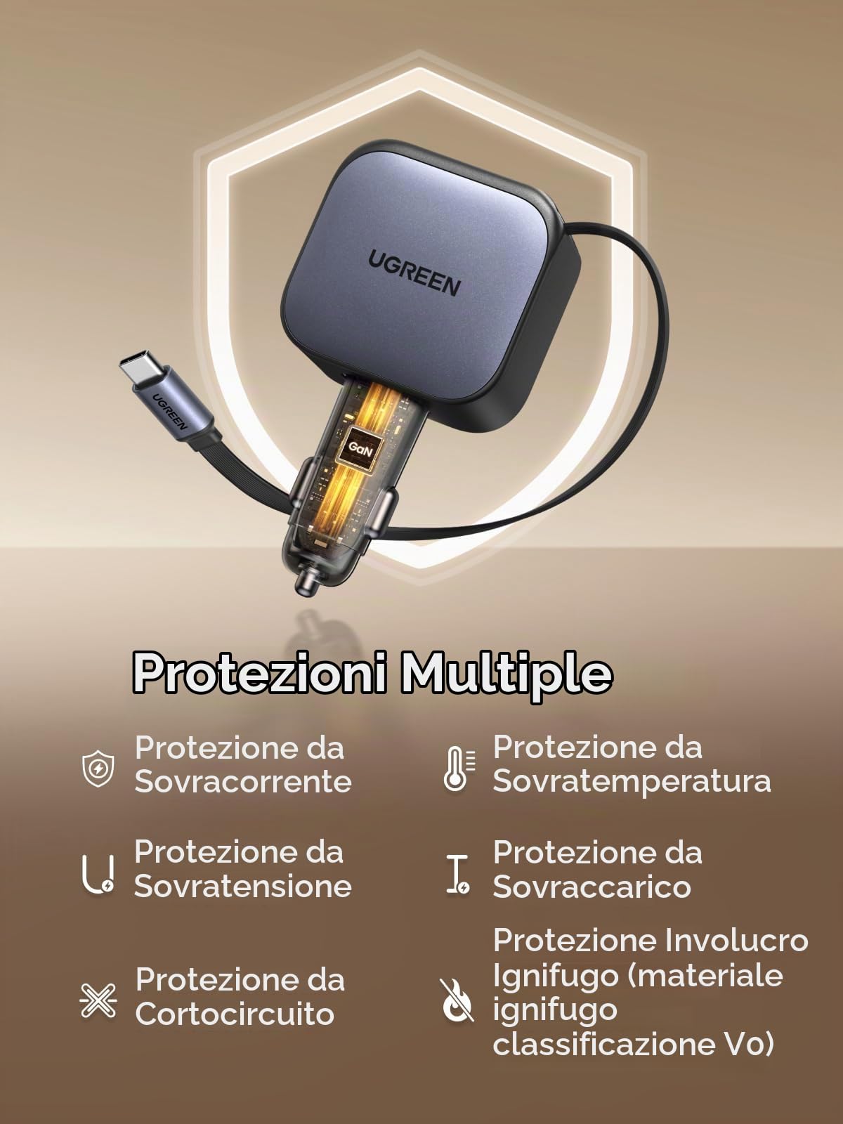 ugreen-nexode-90w-caricatore-auto-usb-c-retrattile-con-cavo-75-cm-3-porte image 6