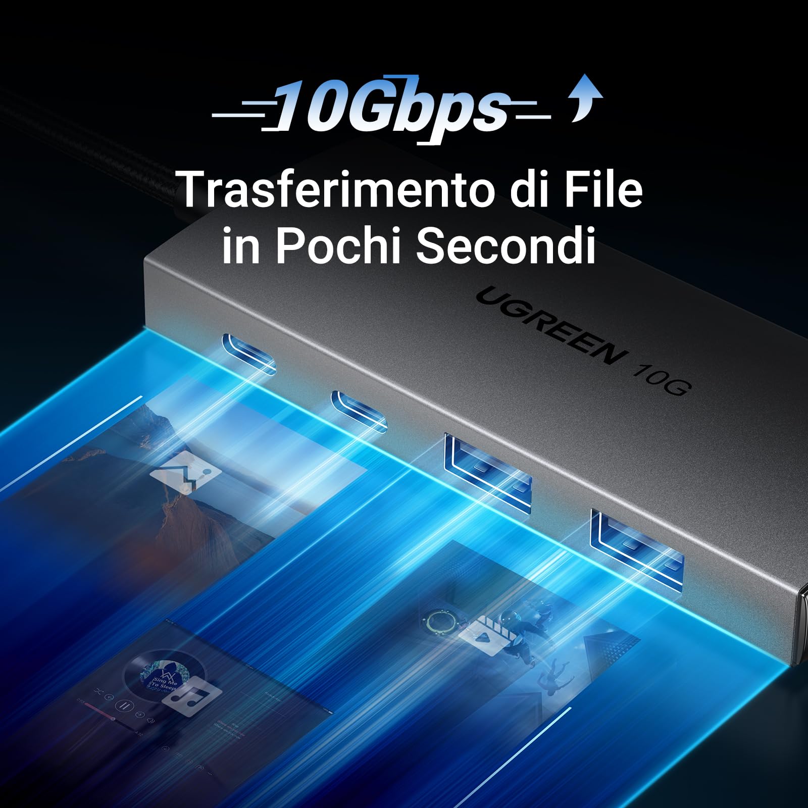 ugreen-hub-usb-c-10gbps-4-porte-alluminio-con-2x-usb-c-e-2x-usb-a-3-2 image 3