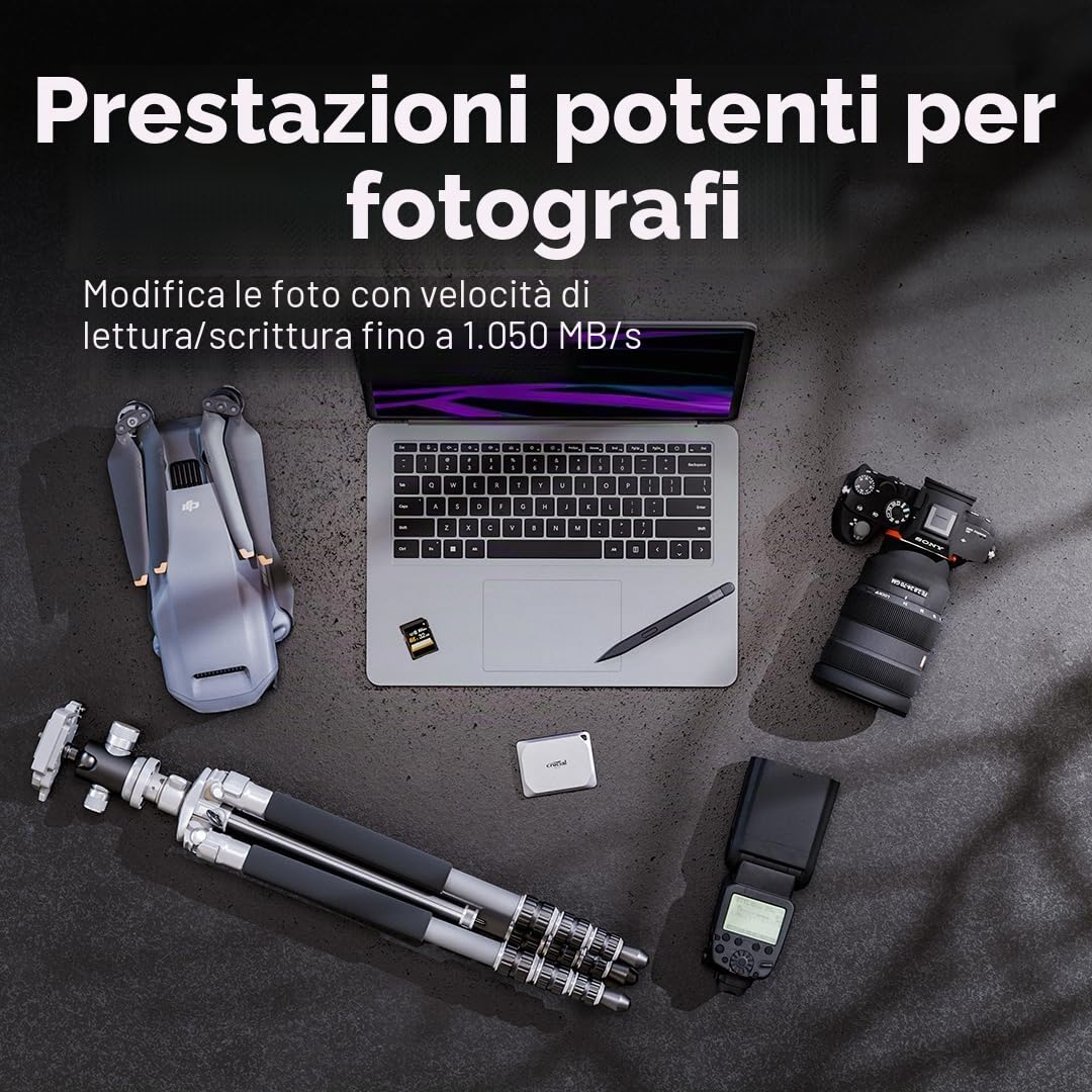 crucial-x9-pro-ssd-esterno-portatile-1-tb-usb-c-3-2-gen-2-grigio image 2