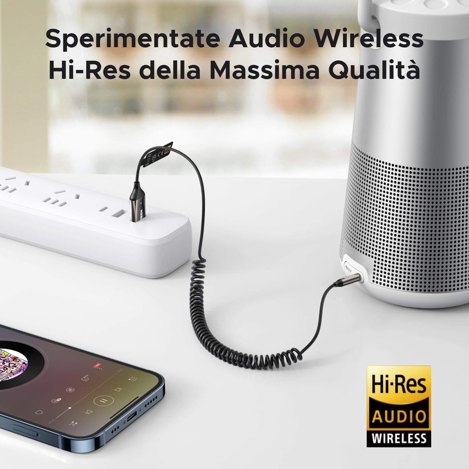 ugreen-ricevitore-bluetooth-6-0-ldac-per-auto-adattatore-audio-hi-res-jack-3-5mm image 5
