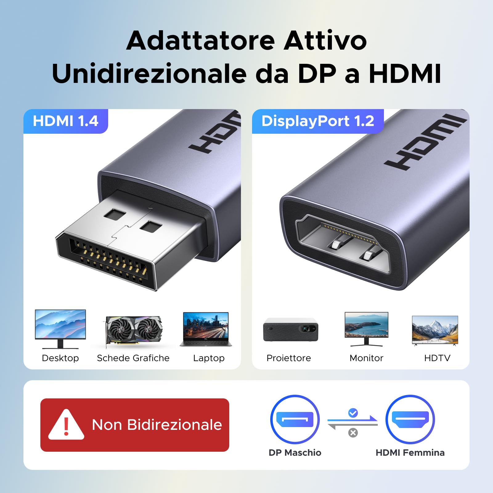 ugreen-adattatore-displayport-a-hdmi-4k-60hz-unidirezionale-2-pezzi-alluminio image 2