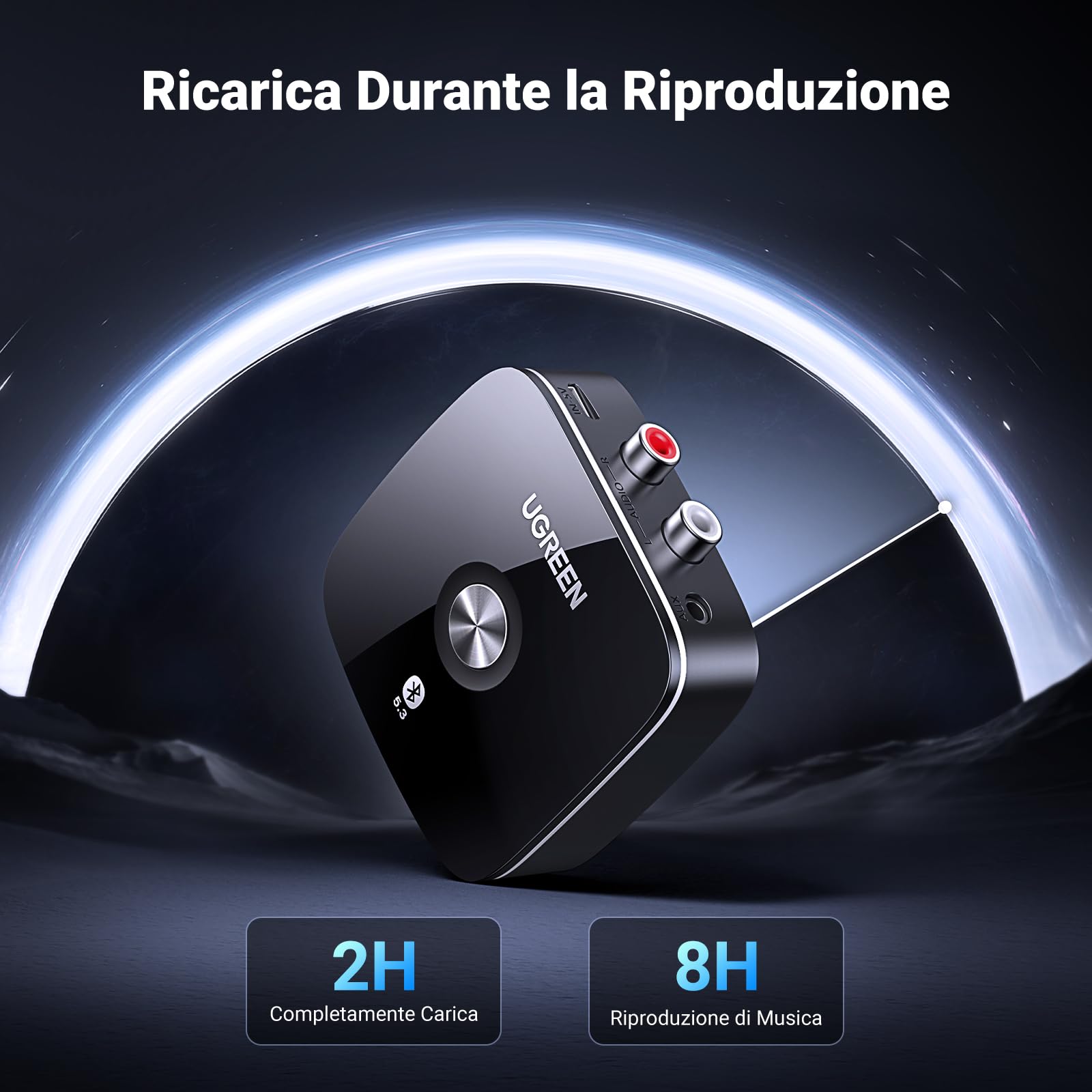 ugreen-ricevitore-bluetooth-5-3-hifi-jack-3-5mm-2rca-8h-autonomia image 2