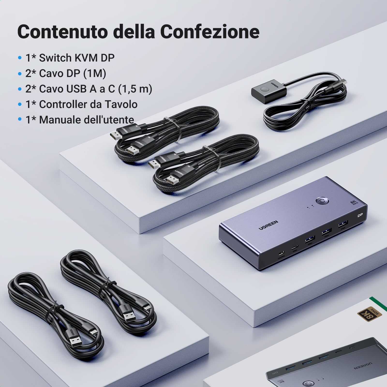 ugreen-switch-kvm-displayport-8k-60hz-2-ingressi-1-uscita-dp-1-4-usb image 8