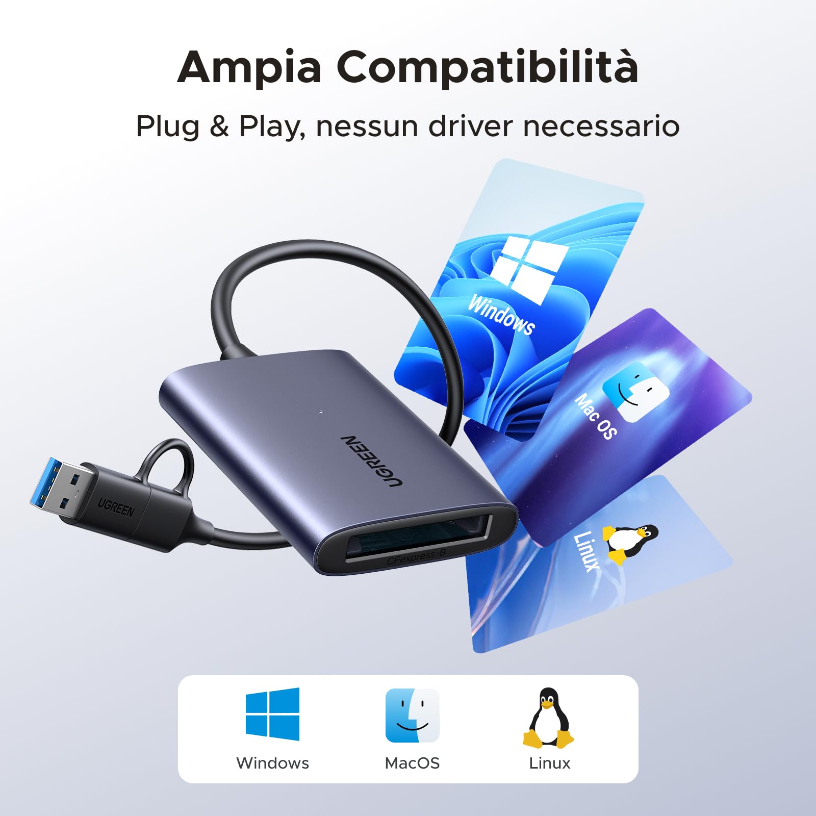 ugreen-lettore-di-schede-cfexpress-type-b-2-in-1-usb-c-usb-a-3-2-gen-2-10gbps-le image 5