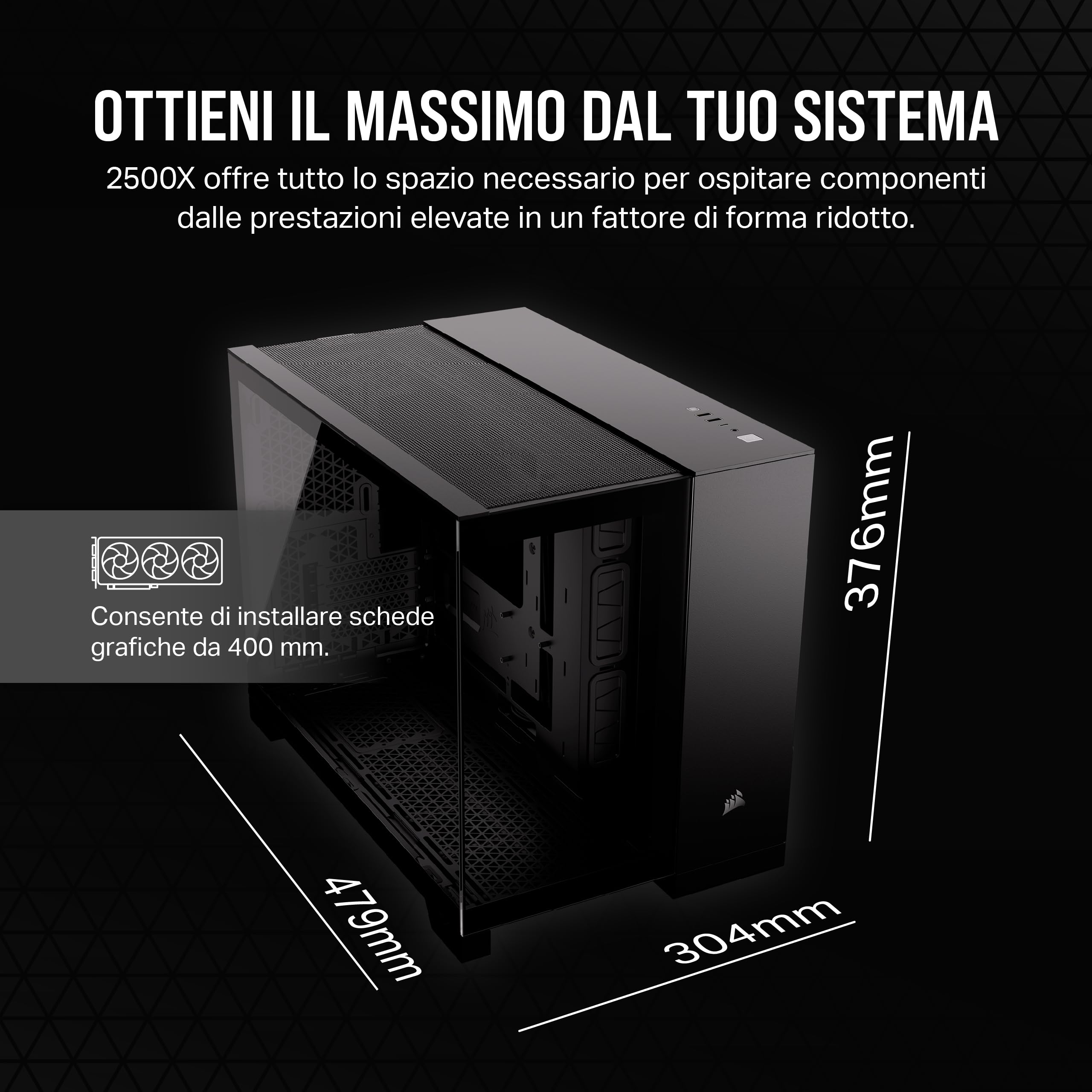 corsair-2500x-case-pc-matx-doppia-camera-vetro-temperato-nero-senza-ventole image 6