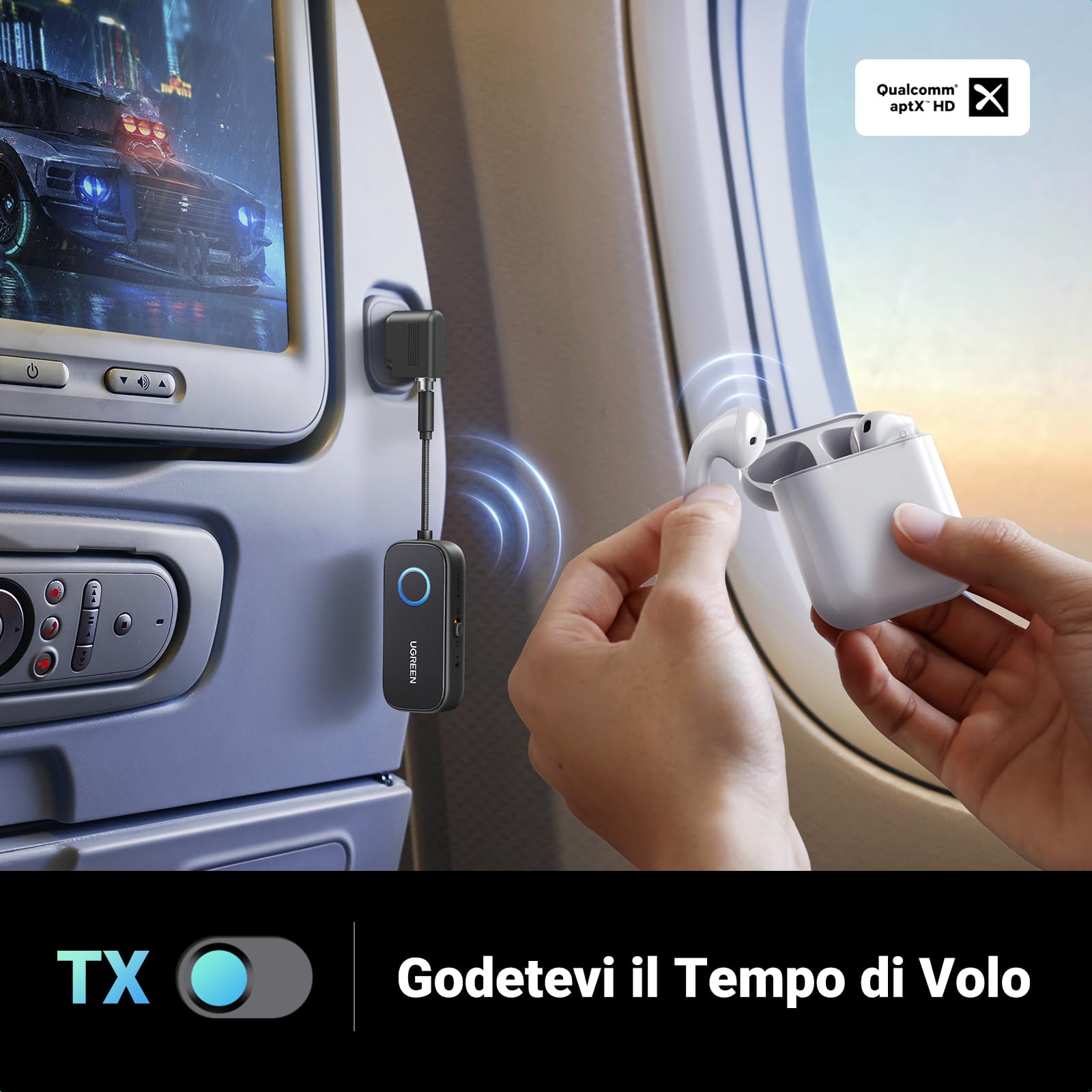 ugreen-trasmettitore-ricevitore-bluetooth-5-3-jack-3-5mm-2-in-1-con-microfono-e- image 4