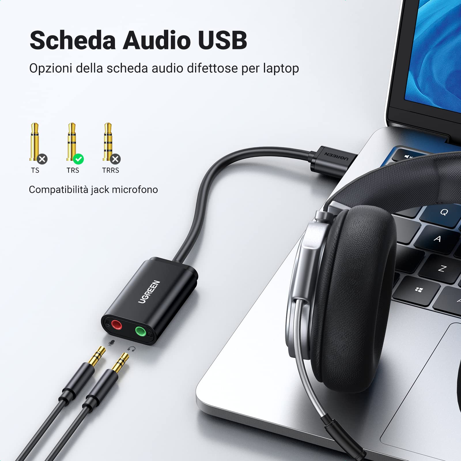 ugreen-scheda-audio-usb-esterna-usb-a-a-jack-3-5mm-per-cuffie-e-microfono image 2