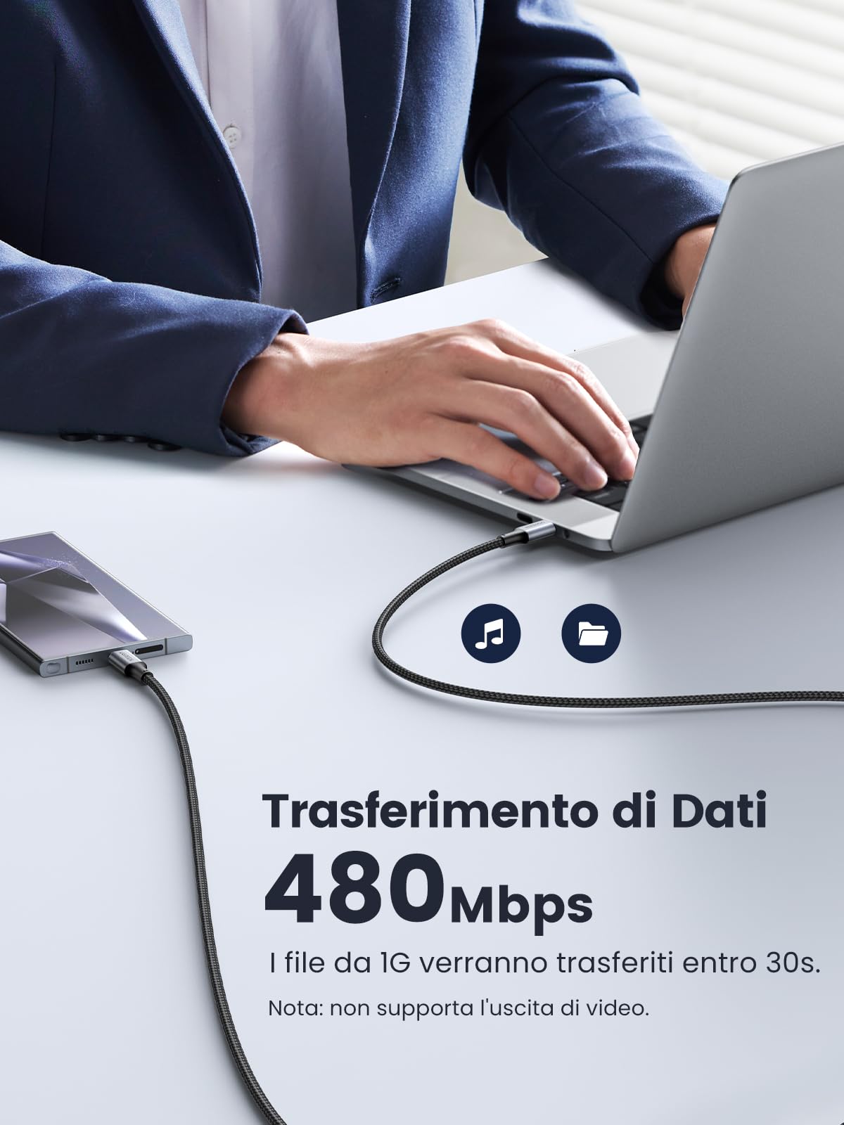 ugreen-zapix-cavo-usb-c-a-usb-c-100w-5a-nylon-1m-ricarica-rapida image 6