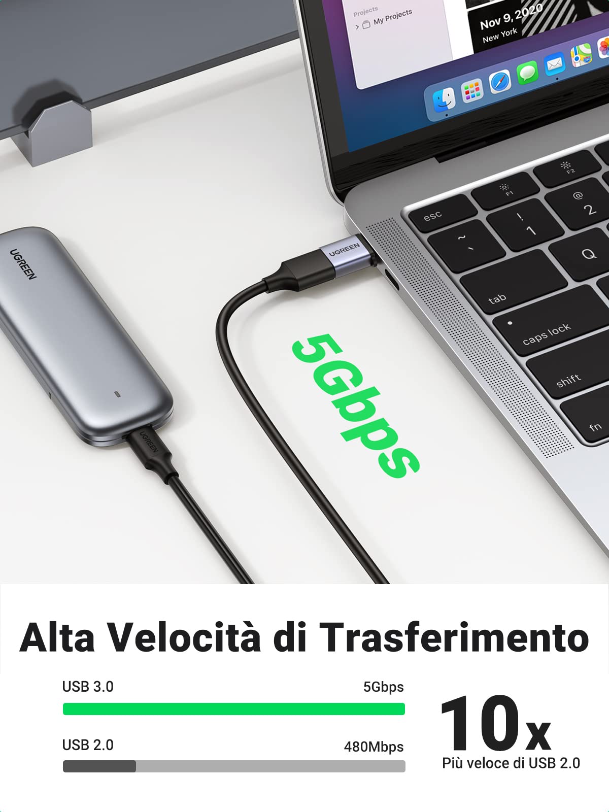 ugreen-adattatore-usb-c-maschio-a-usb-a-femmina-otg-5-gbps-15w-2-pezzi image 2