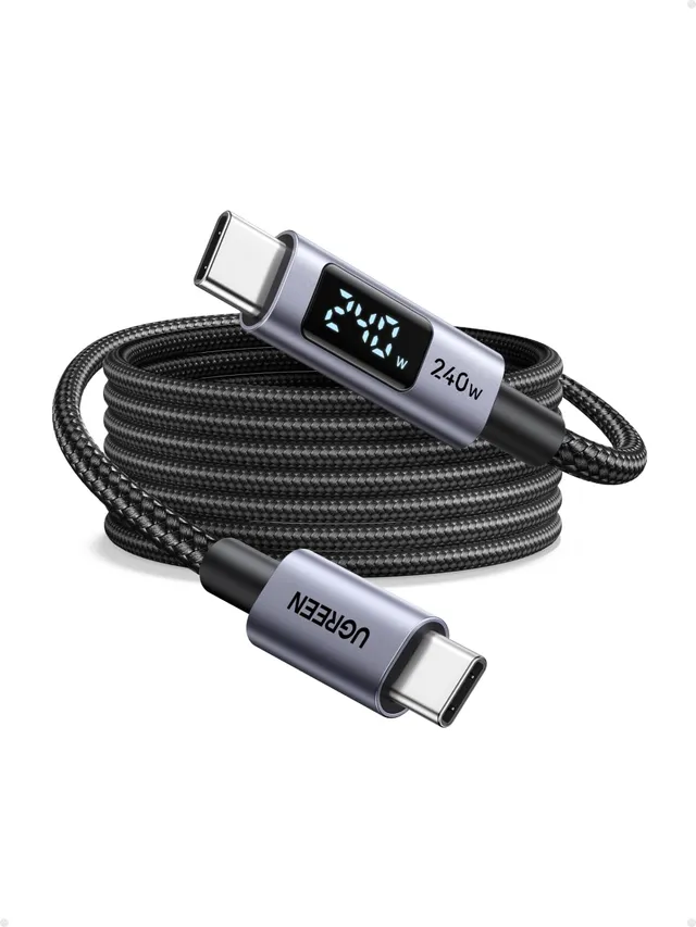 ugreen-cavo-usb-c-pd-3-1-240w-2m-con-display-led-in-nylon-intrecciato image 1