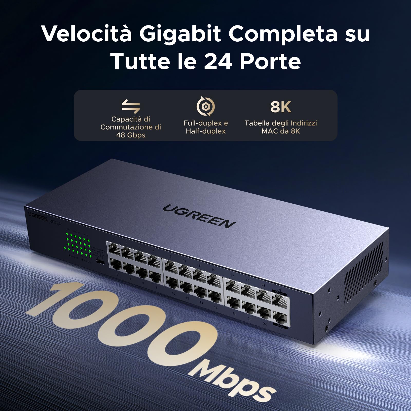 ugreen-switch-ethernet-gigabit-24-porte-rj45-1000mbps-desktop-parete image 6