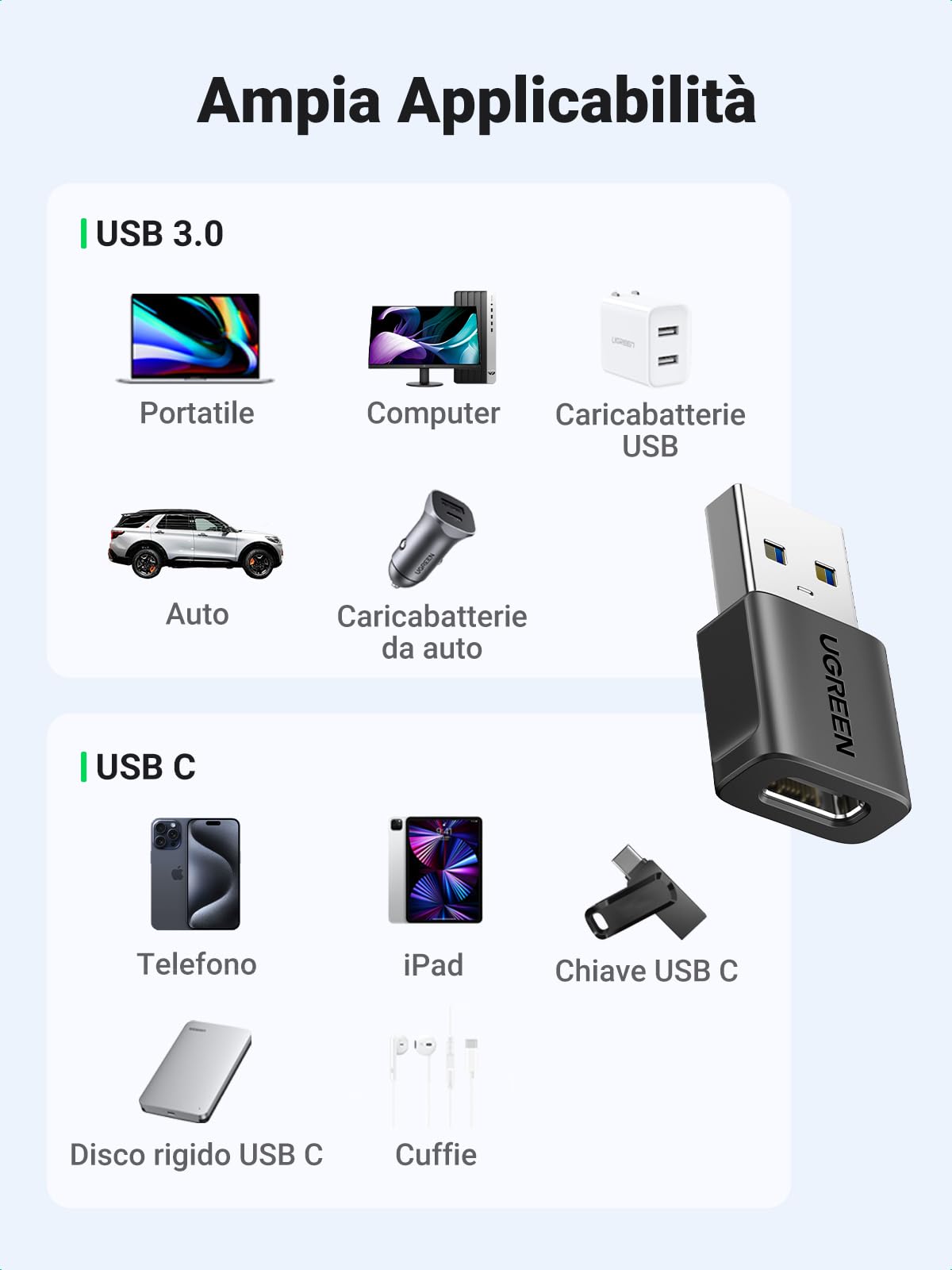 ugreen-adattatore-usb-c-a-usb-a-3-1-10gbps-confezione-3-pezzi image 4